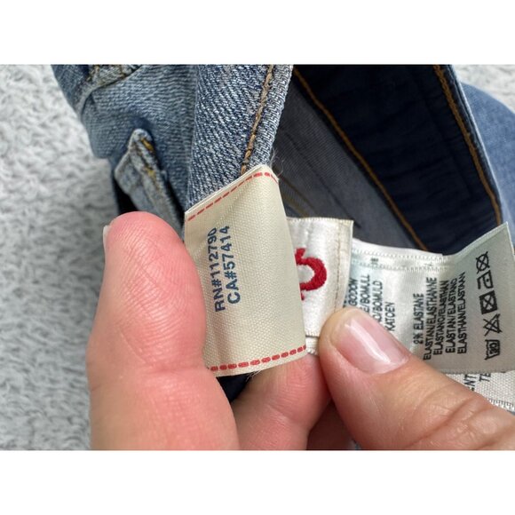 True Religion Womens Lauren Denim Shorts Size 28 Distressed Look Made In Italy N - Picture 14 of 16